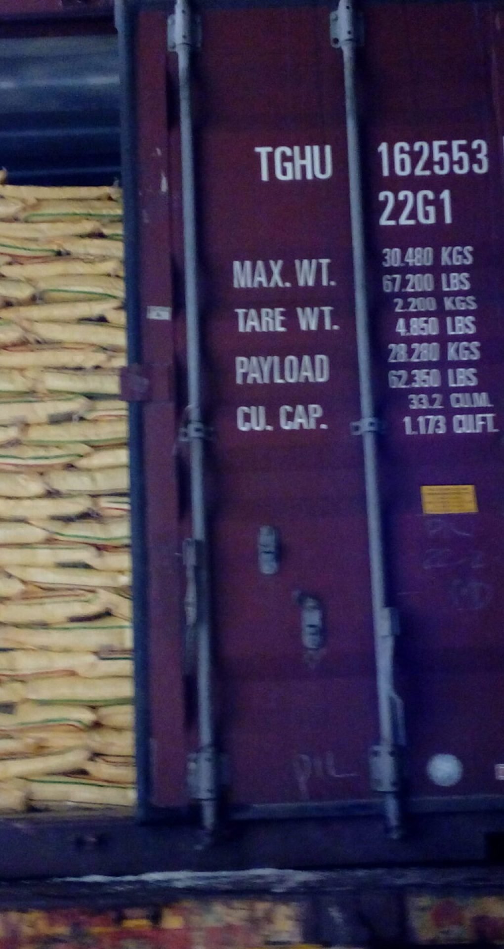 Home loaded container no.tghu 1625535 (1)